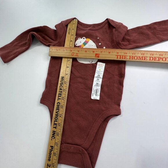 Jumping Beans Baby Bodysuit 24M Rust Waffle Thermal Knit Polar Bear Graphic - Picture 6 of 8